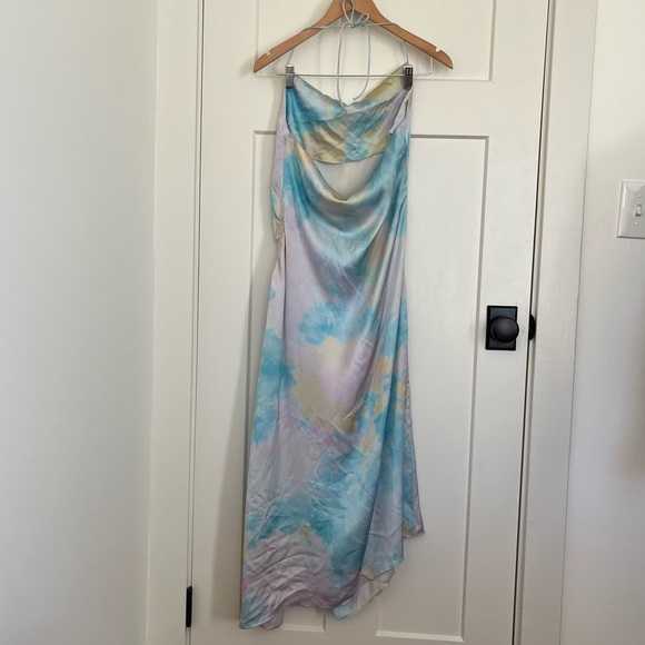 ZARA Tie Dye Satin Slip Midi Dress - Picture 7 of 14